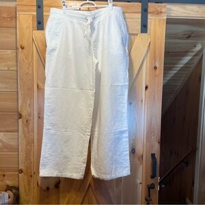 White Linen blend beachy, boho flowy pants size XL